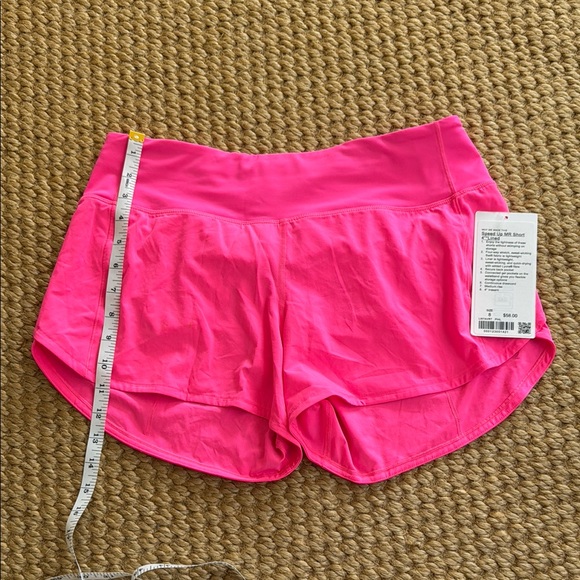 Lululemon Athletica Pink Highlighter Speed Up MR Short 4” Lined - Picture 2 of 8